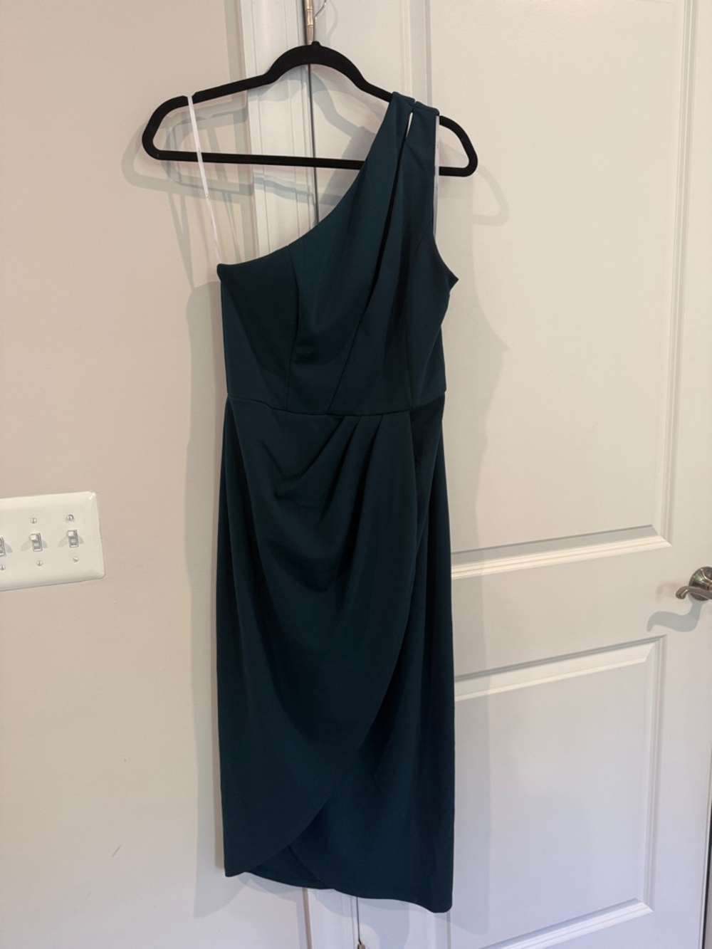 Lulus One-Shoulder Dark Green Midi Dress